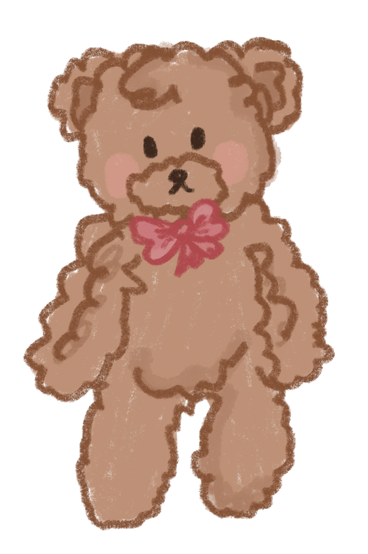 Waterproof single sticker of teddy the bear (Bow version ౨ৎ)